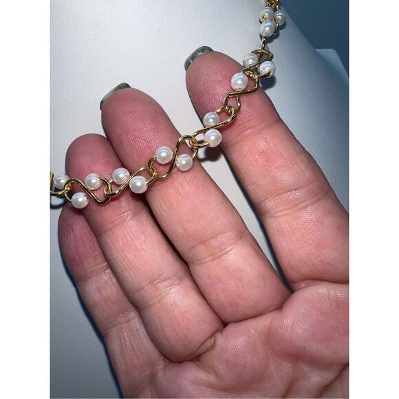 Vintage Faux Pearl and S Link Chain Necklace - Picture 5 of 7